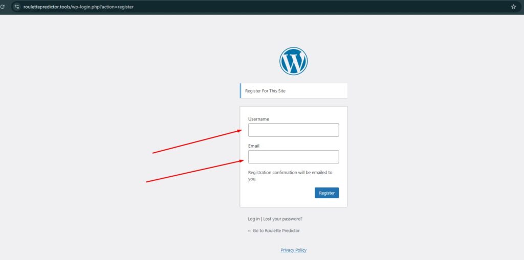 Registration form